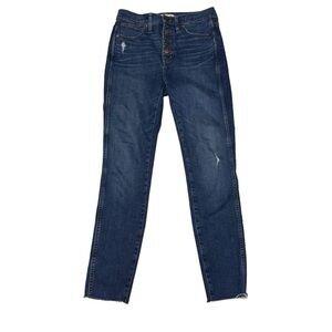 Madewell 10" High-Rise Skinny Jeans In Hannah Wash Button Fly Blue Denim Size 27